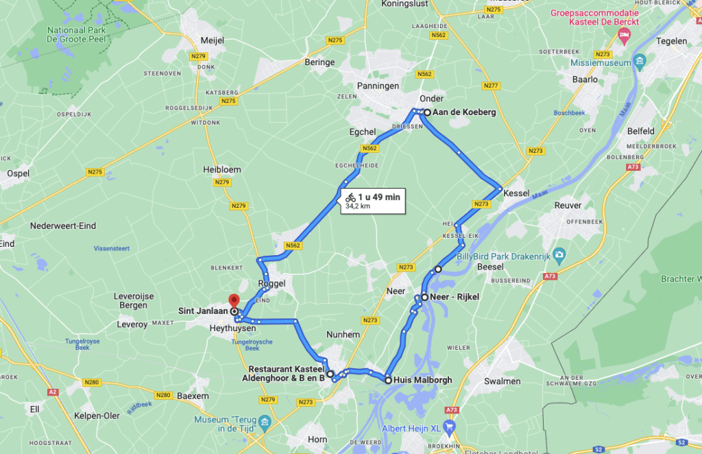 Routeomschrijving Sint Janlaan - Aan de Koeberg - Huis Malborgh