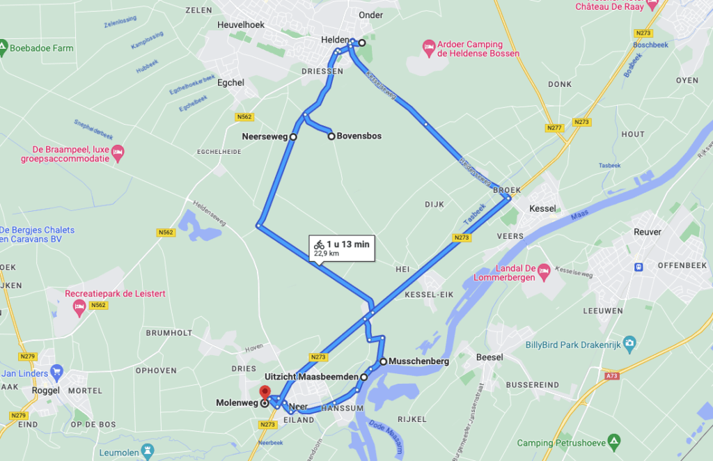 Routeomschrijving Kasteel Helden - Molenweg
